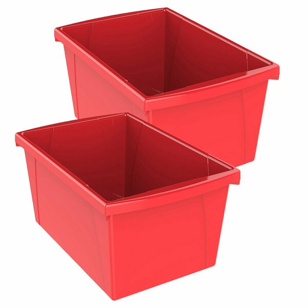 Storex Classroom Storage Bin, 5.5 Gallon, Red, 2PK 61483U06C